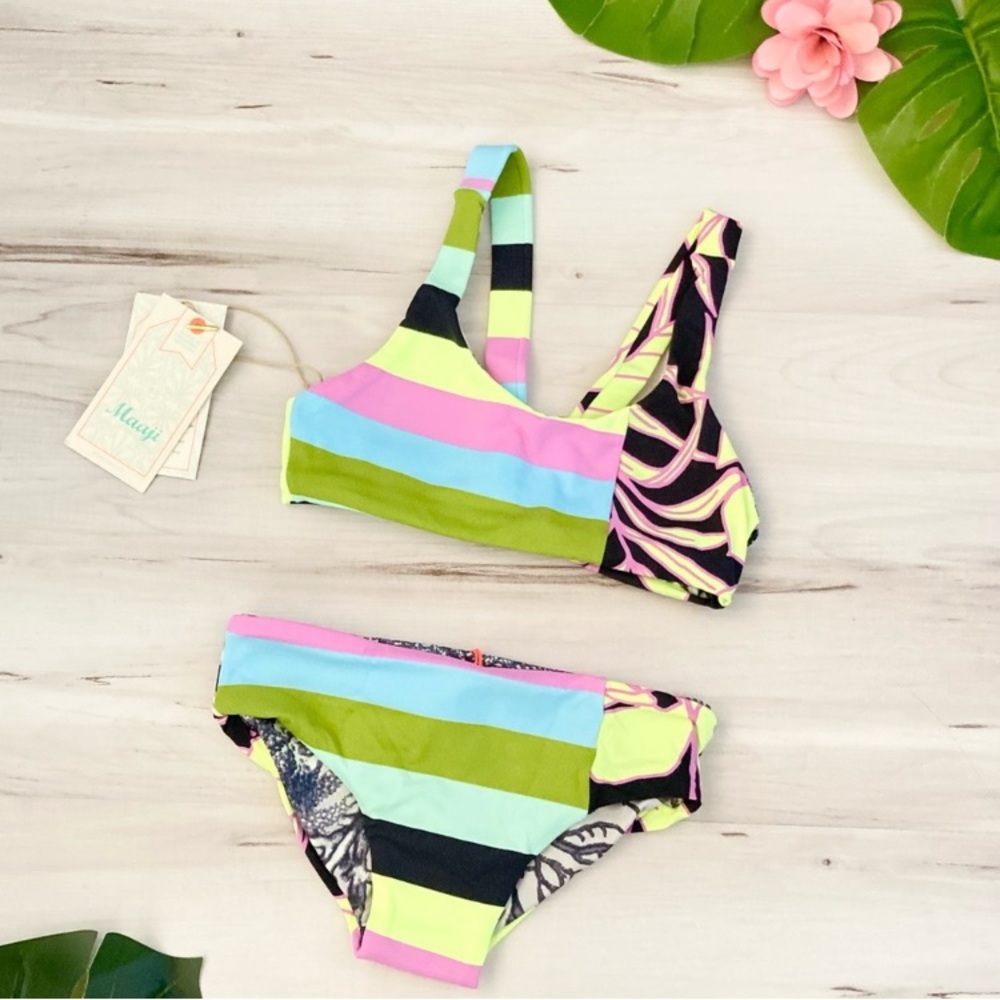 Maaji Girls’ Floral Tropical Reversible Bikini Set